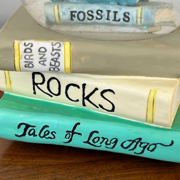 San Francisco Music Box Company Reading Dinosaur Glitter Snow Globe 1993 Books - Picture 7 of 14